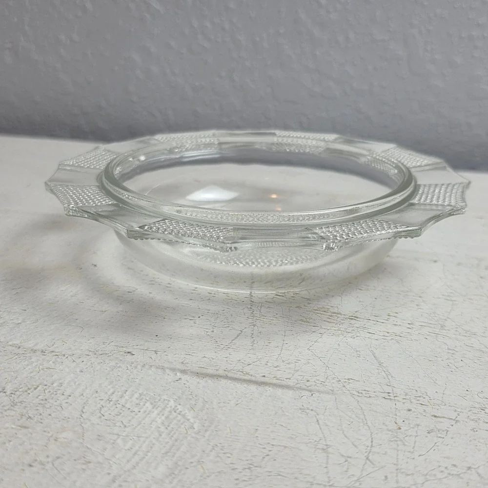 Vintage Jeannette 'Dewdrop' Clear Pressed Glass Butter Dish & Lid Art Deco Style